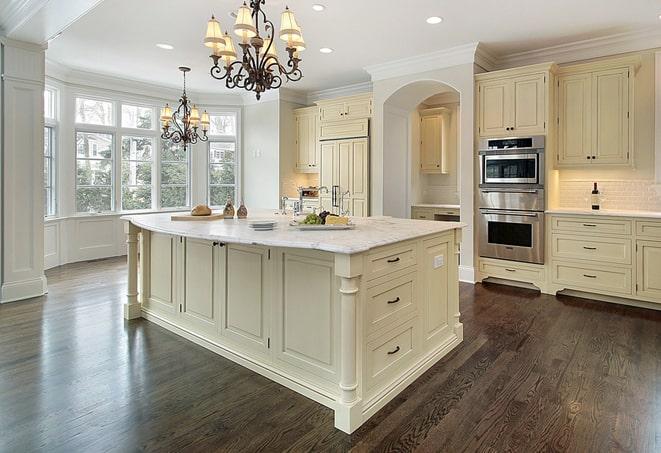 sleek and stylish laminate floors in contemporary apartment in College Grove